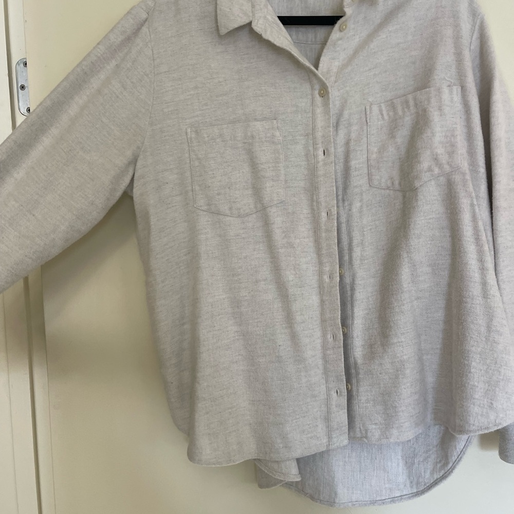 Cozy Light Gray Button-Up Shirt